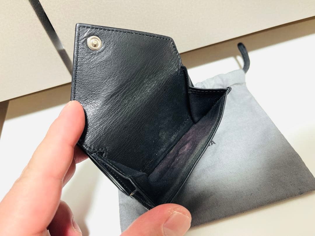 [美品✨] BALENCIAGA ブラック 三つ折り財布　袋付き