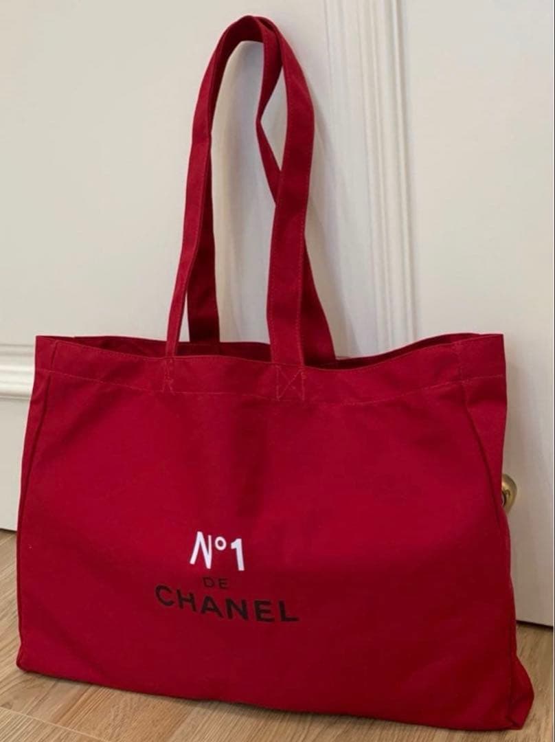 未使用 CHANEL ノベルティ 大容量 レッド トートバッグ
