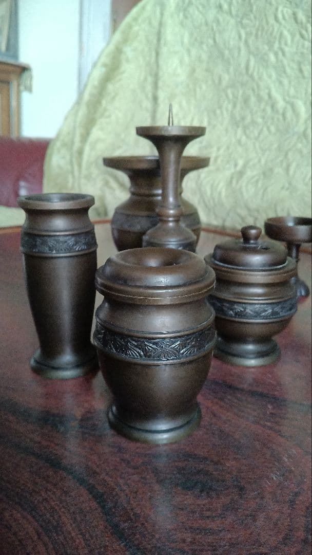 ブロンズ製骨董仏具12点セット