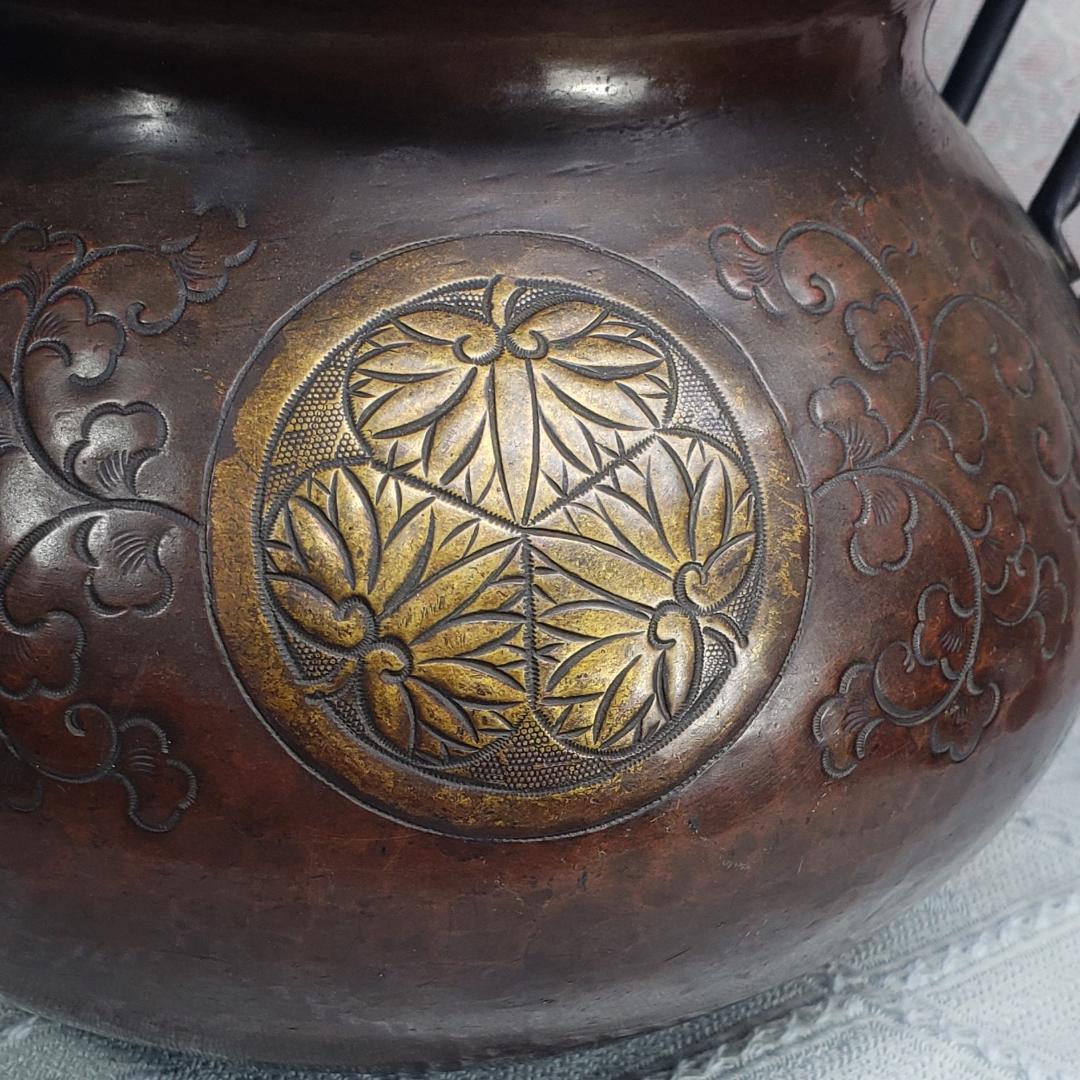 【徳川家伝来】◆『三つ葉葵紋 金銅薬缶』◆検）徳川家康 徳川家光 龍文堂 亀文堂