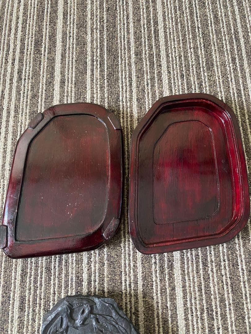 中国古玩　冠羅蕉硯 中国製 書道具 硯 端渓硯 中国美術 木箱