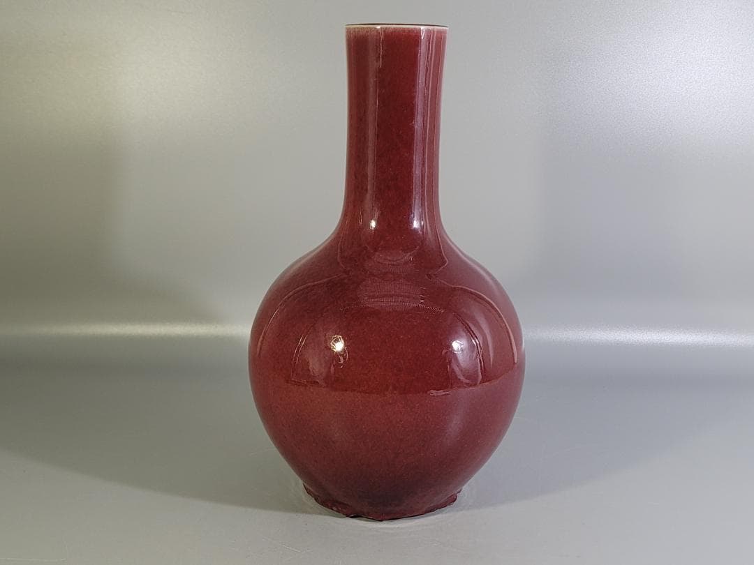 中国美術 紅釉花瓶 賞瓶 DT618