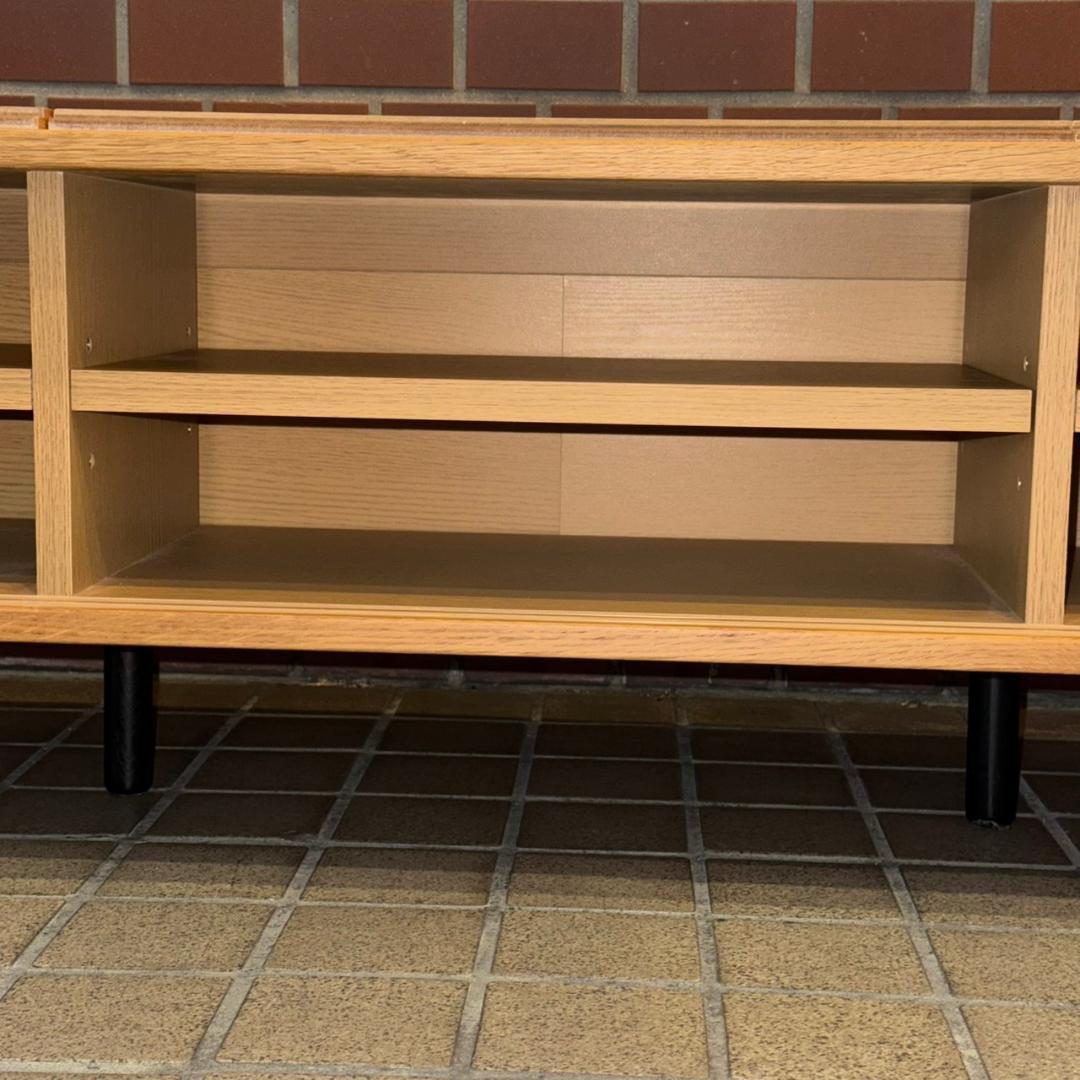 ☆☆無印良品　オーク材AVラック薄型（引戸）・幅150㎝　MUJI