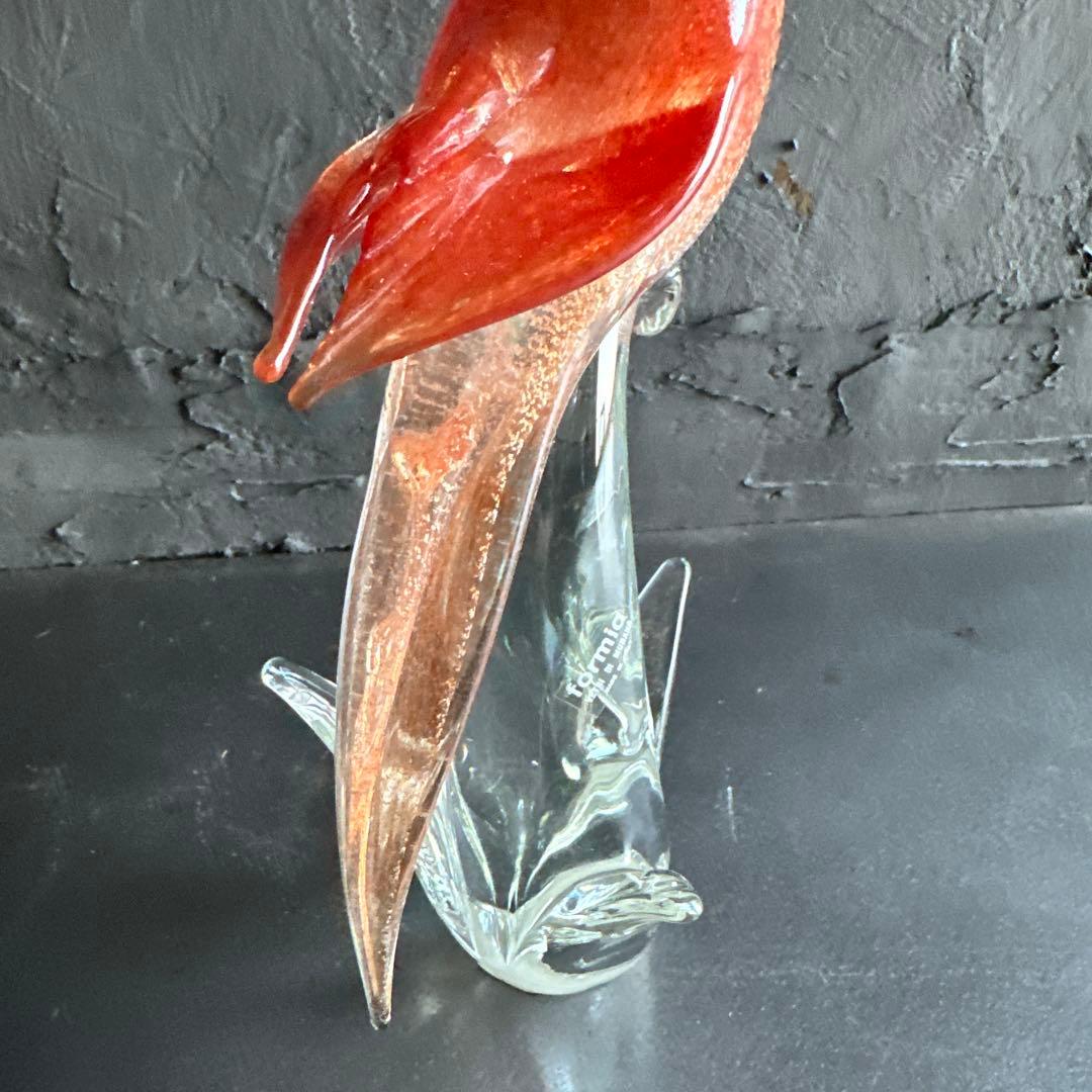 瞬間お値下げ‼️すごい存在感！イタリア製ムラーノガラス　フォルミア社製オウム置物