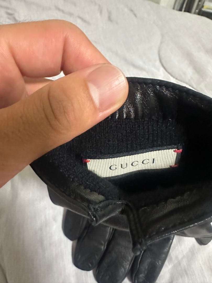 GUCCI ブラック レザー手袋 PAR AMOUR