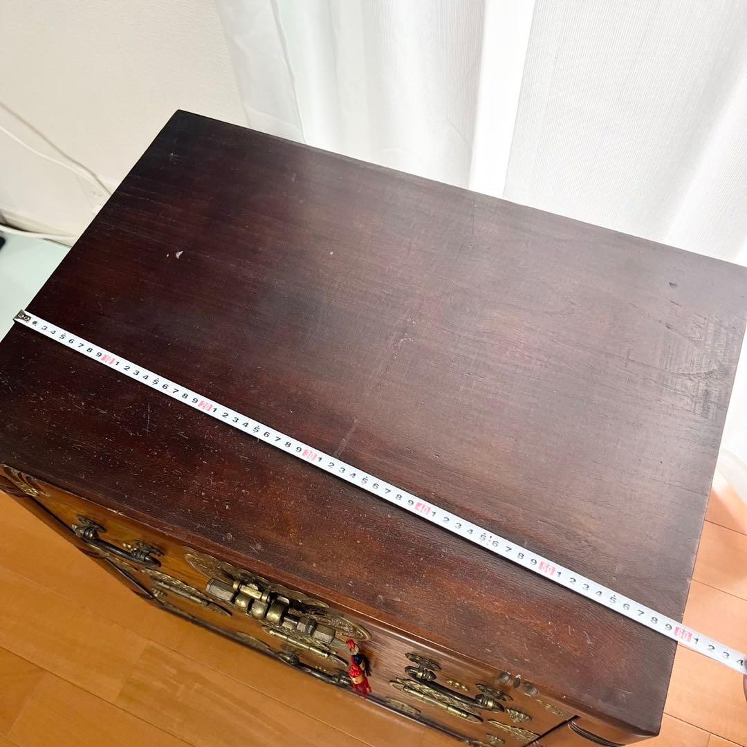 李朝家具 和家具 李朝けやき作り 薬箪笥 くすり箪笥 魚の鍵付き