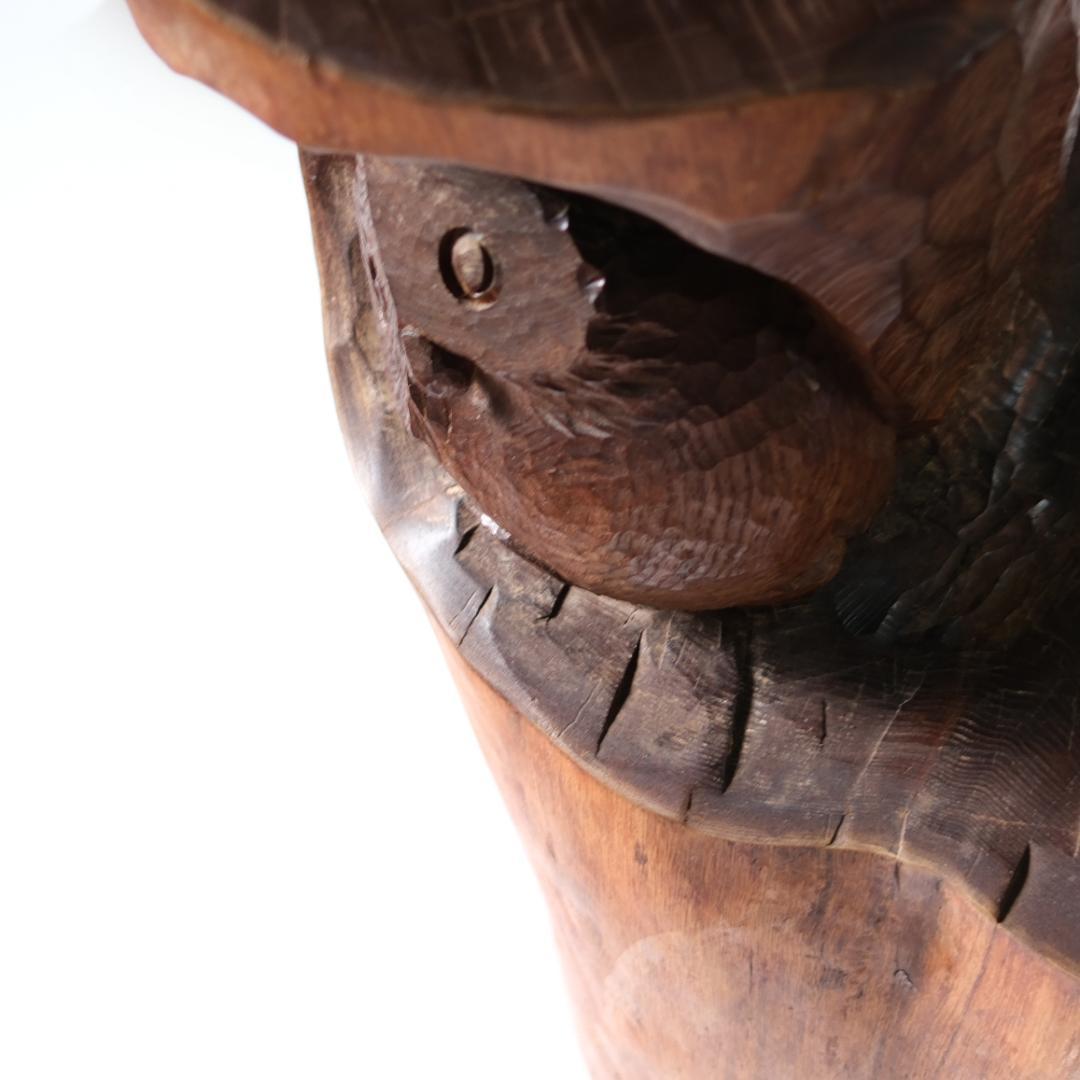 工房がんま フクロウの木彫り彫刻75cm