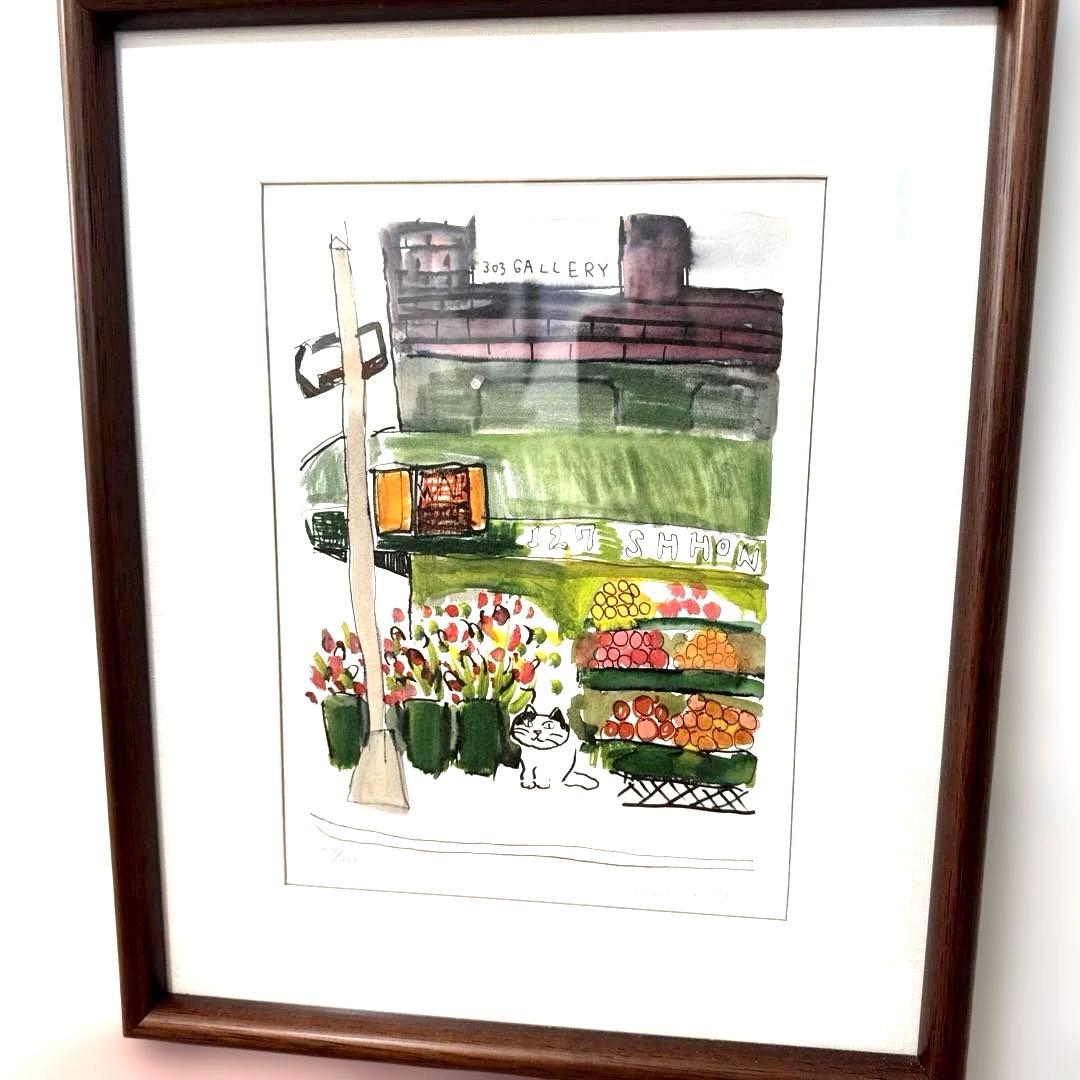【限定版画】☆久下貴史☆ 版画作品「グリーン・ストリートの猫」手書きサイン入り☆