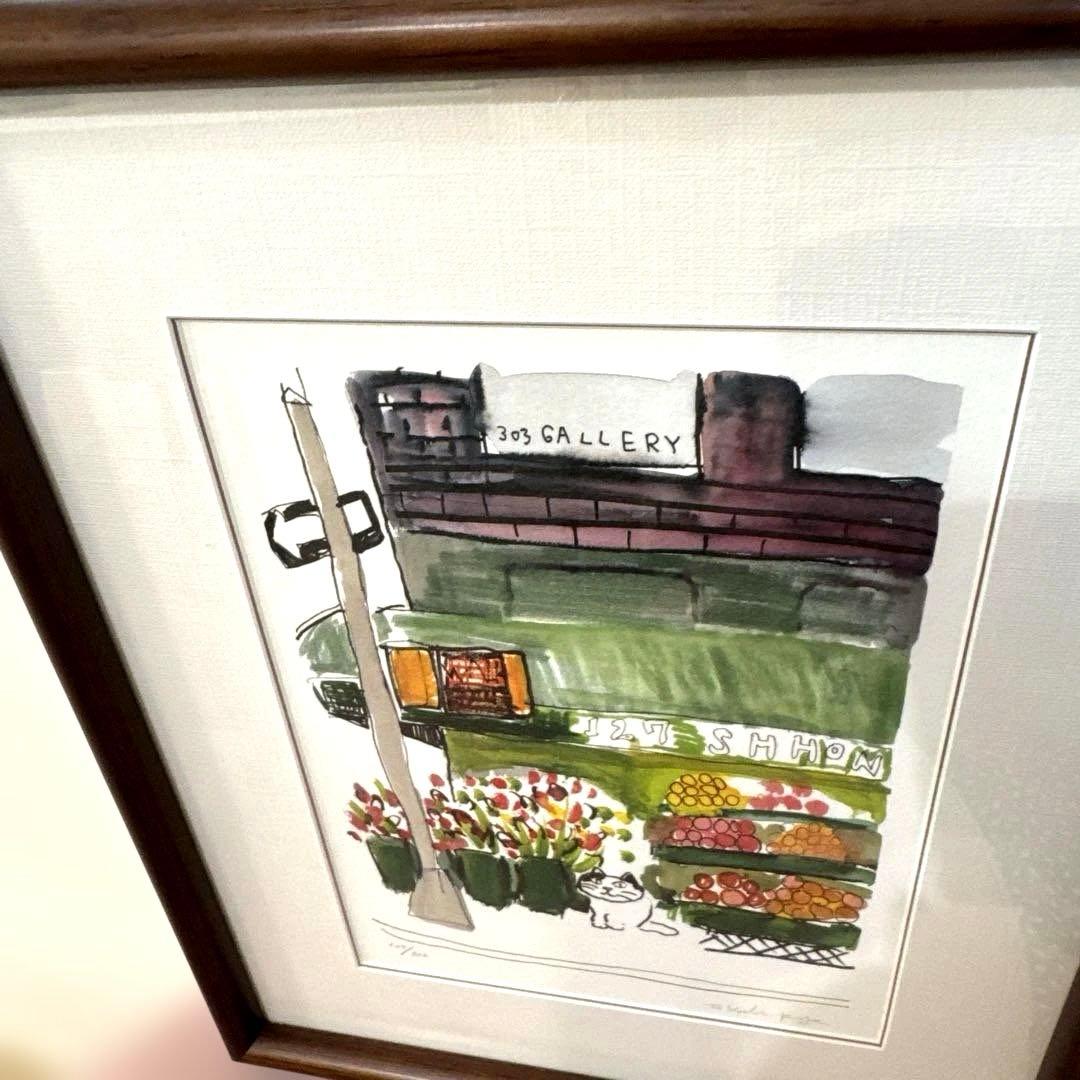 【限定版画】☆久下貴史☆ 版画作品「グリーン・ストリートの猫」手書きサイン入り☆