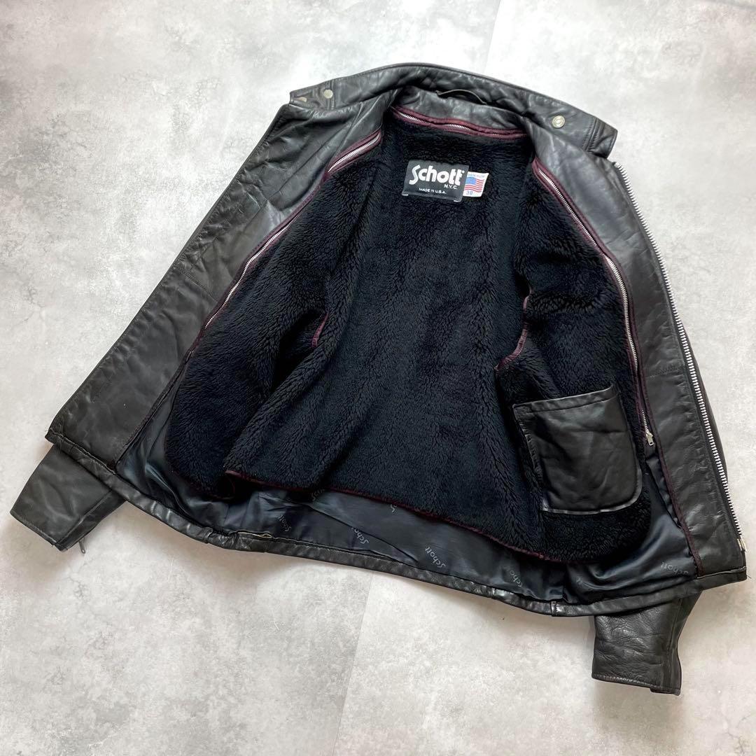 希少141モデル SCHOTT シングルライダースボアライナー付き 38 黒