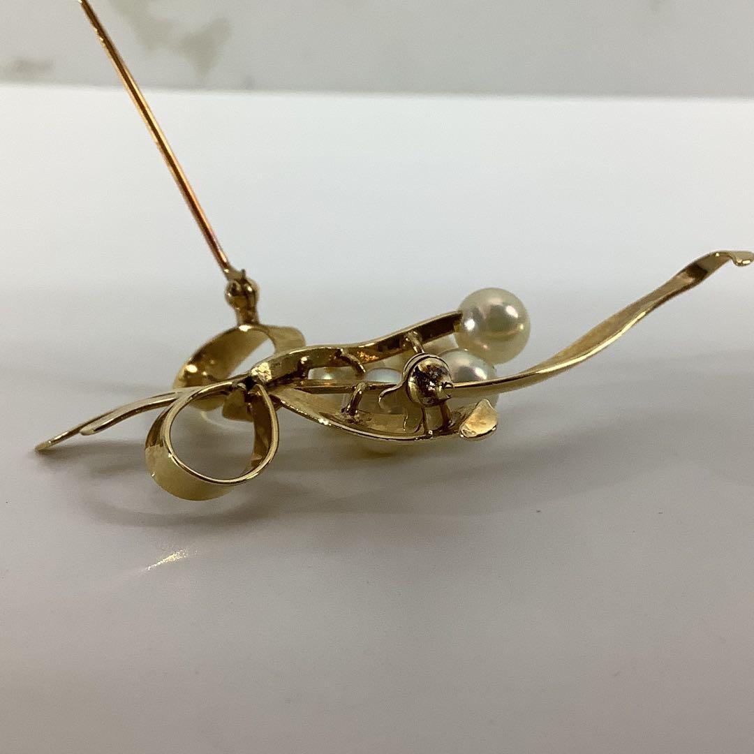 ア*ラ様 美品 MIKIMOTO ミキモト K14 パール ブローチ 愛子様着用