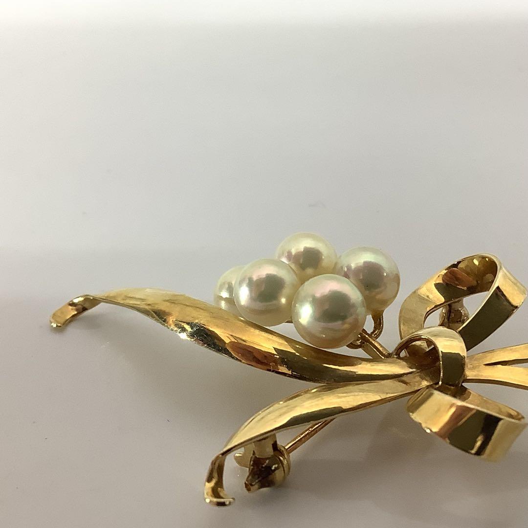 ア*ラ様 美品 MIKIMOTO ミキモト K14 パール ブローチ 愛子様着用