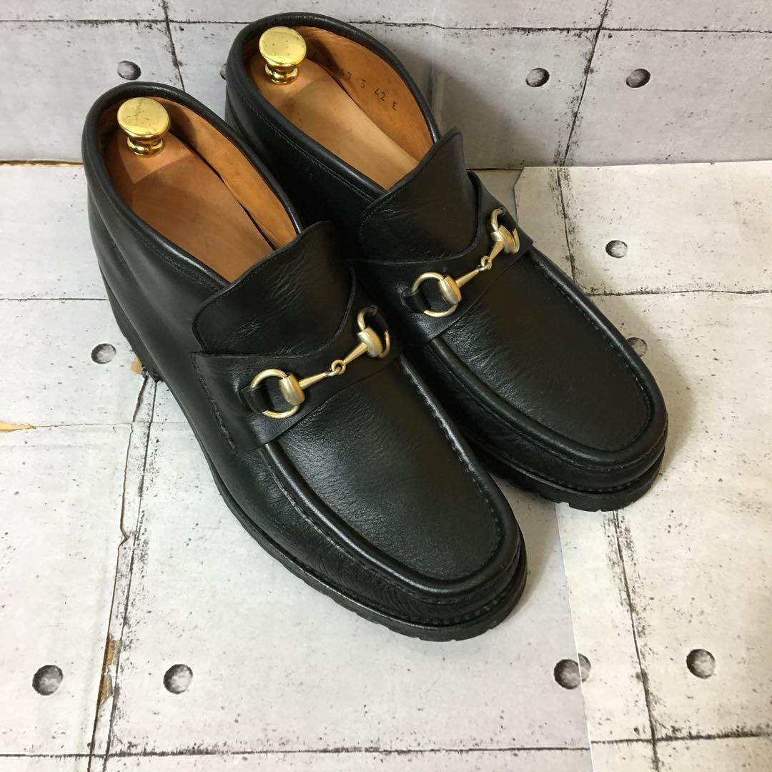 美品　GOCCI グッチホースビットモカシン　ブラック42E 27.0cm