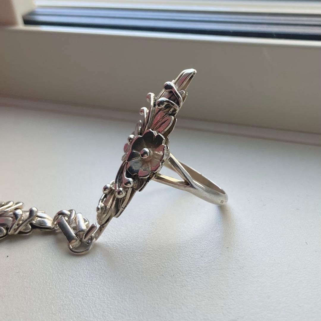 希少 ナバホ リング ブレスレット フィンガーバングル フラワーモチーフ