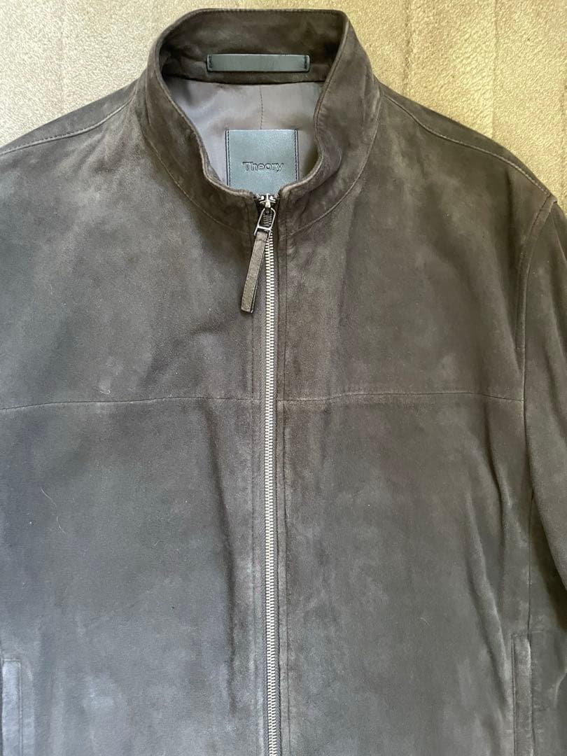 ［極美品/特価］セオリー　レザージャケット やぎ革　 スエード　ダークブラウン