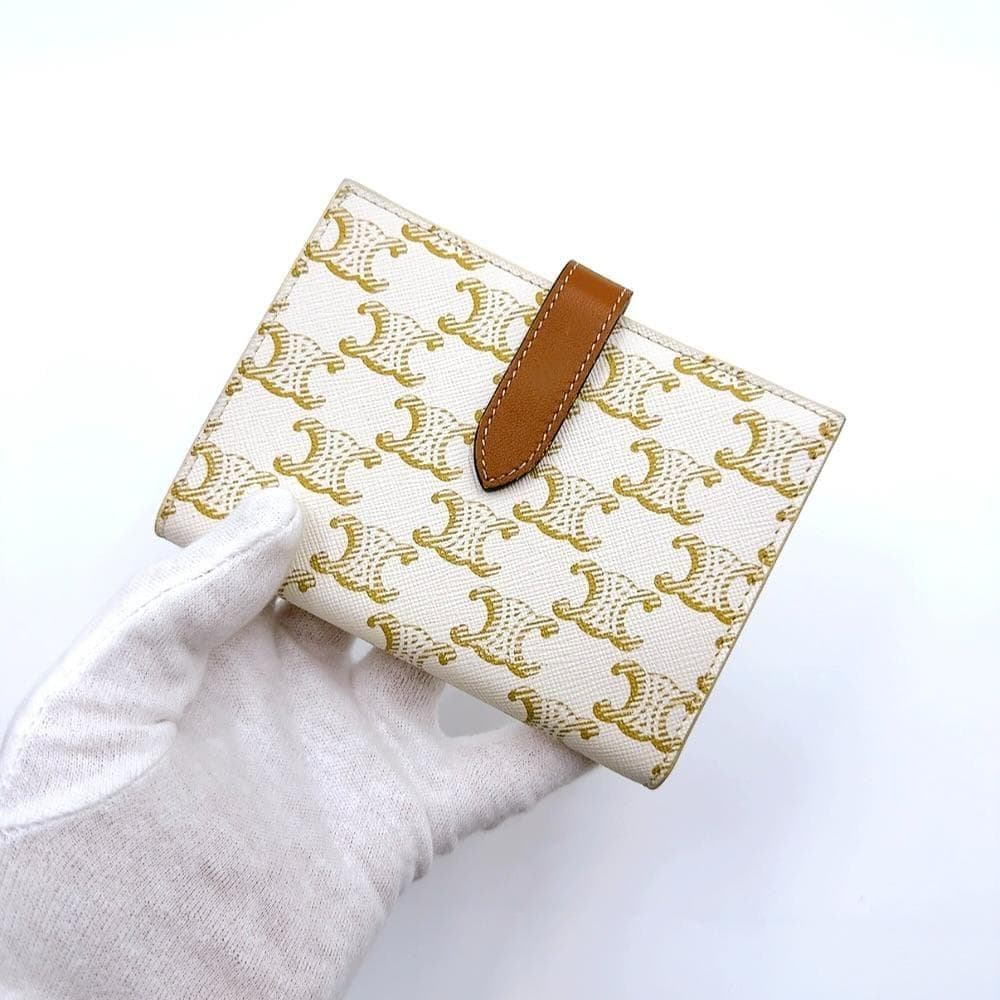 ◇セリーヌ◇トリオンフ/ミディアムストラップ/コンパクトウォレット/二つ折り財布