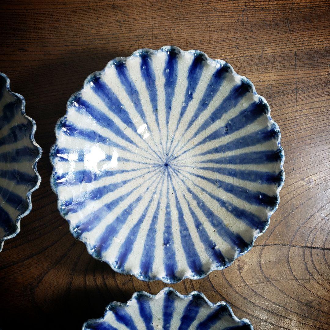 美濃焼　澤窯　可児一広　染十草　皿　4枚　訳あり　欠け　多数