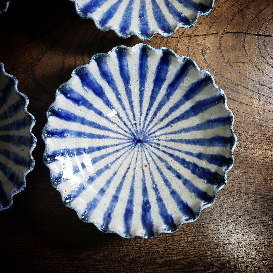 美濃焼　澤窯　可児一広　染十草　皿　4枚　訳あり　欠け　多数