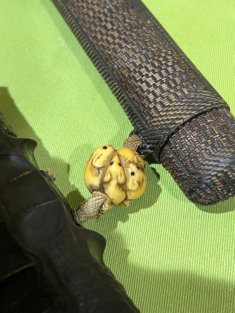 喫煙具　当時物　クロコダイル　煙管入れ　煙管　金銀装飾