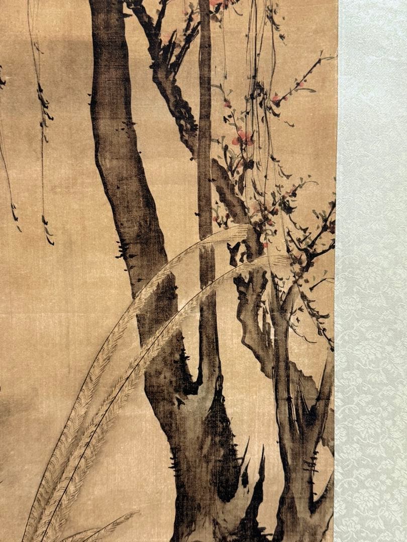 中国　明時代　汪肇　柳禽白鷳圖　絹本　原色複製　◇検故宮博物館◇ 一鼎軒0926