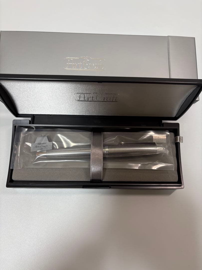 【未使用】PILOT 万年筆 シルバーン 格子 F 細字 FK-5MS-KO-F