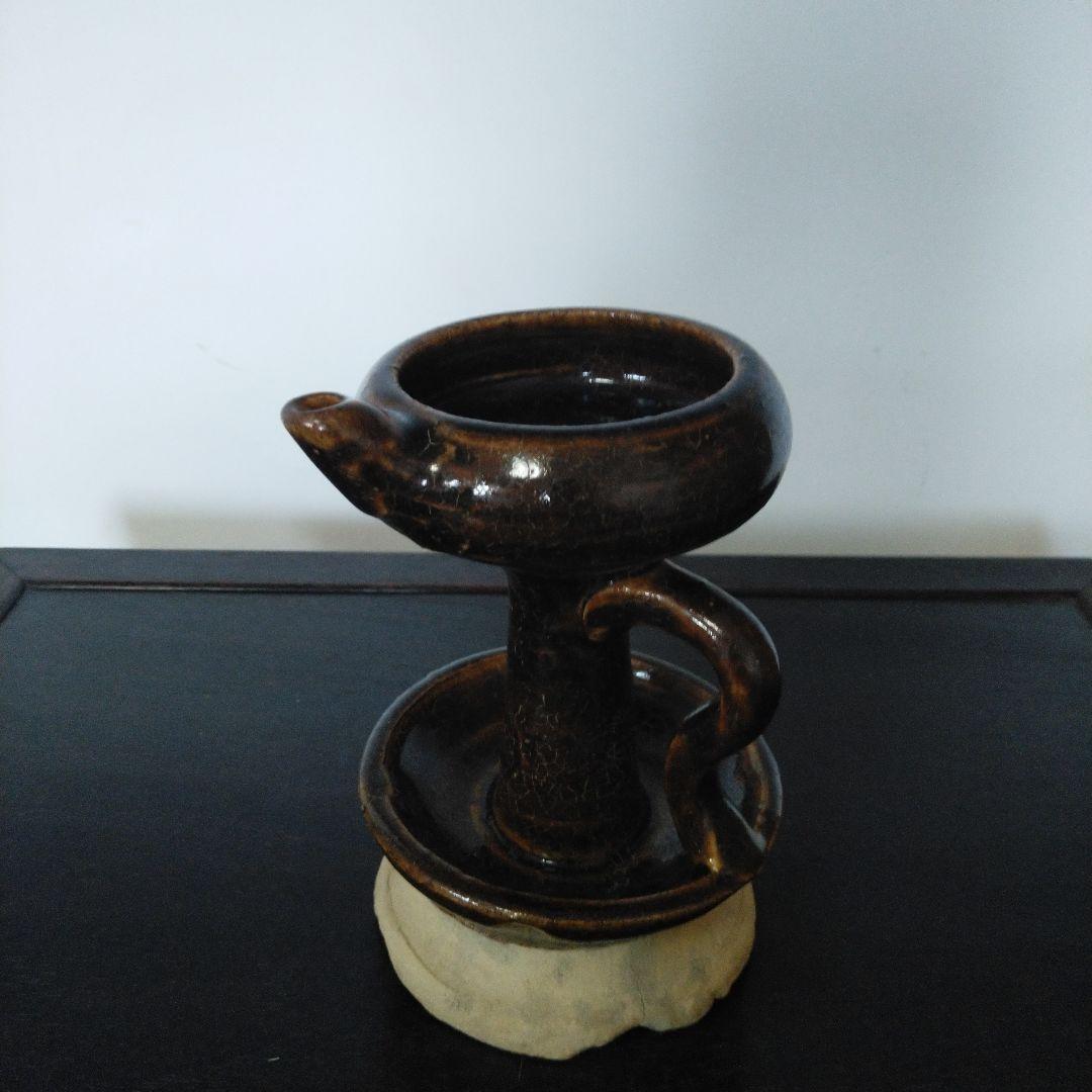 NO596 さつま飴釉灯器　江戸　灯火器　灯火具　時代物