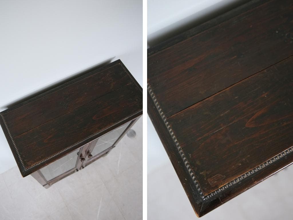 英国アンティーク木製ブックケースキャビネット/本棚/食器棚/飾り棚(92-60)