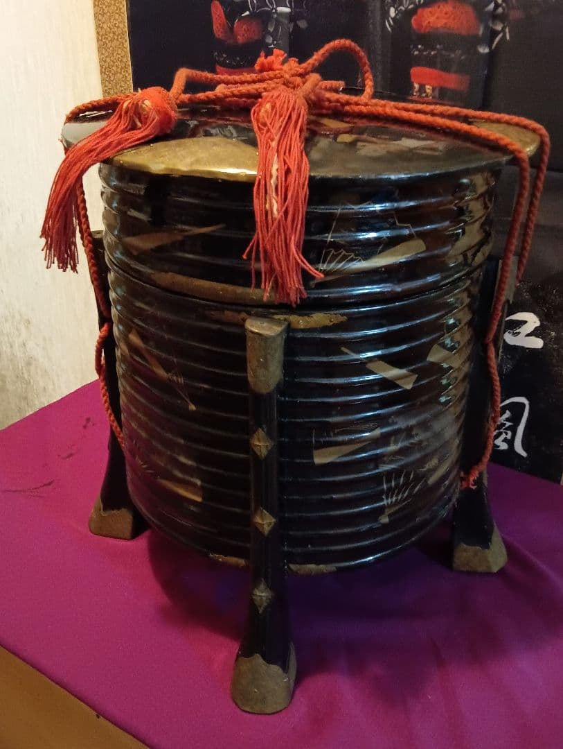 江戸時代中期〜後期幕末頃時代大名道具黒漆塗金蒔絵上級武家所用時代行器当時物