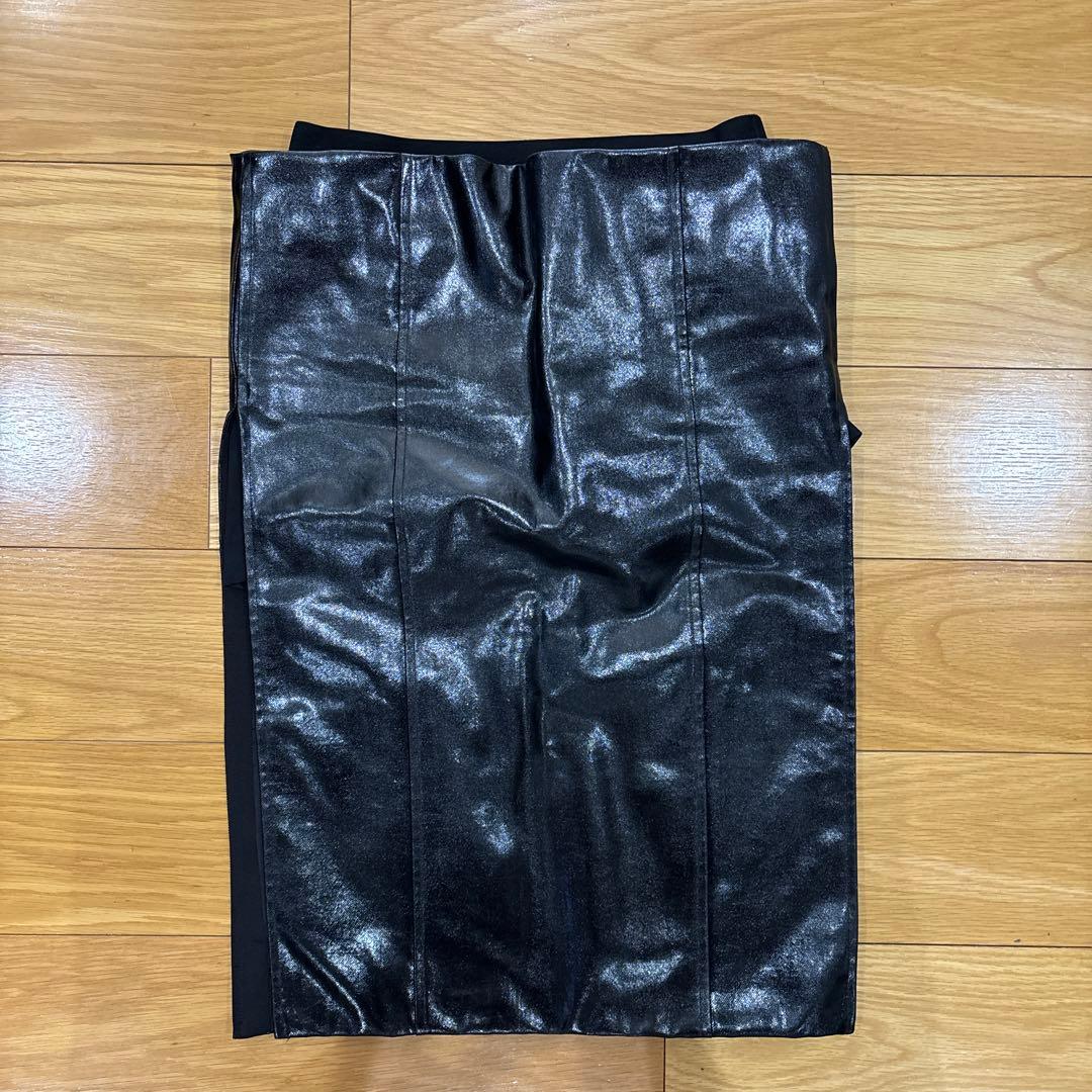 サカイ Sacai コーティングウール スリット パテント スカート ブラック