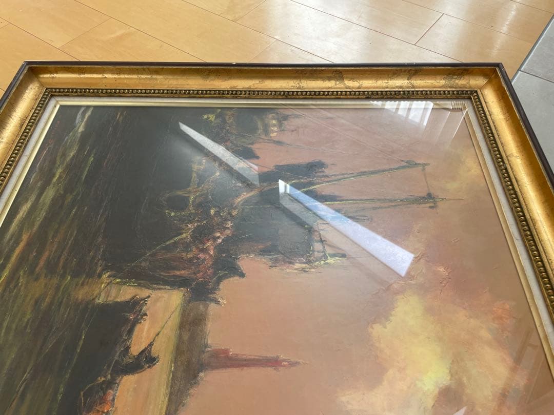 島田稔 【出漁準備】 20号 大判作品 油絵 肉筆 直筆サイン 油彩 ○無所属