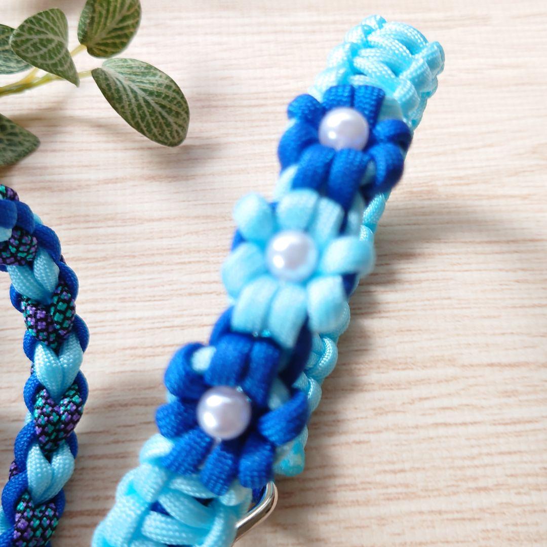 パラコードリード　ラブラブ編みカフェリード　スカイブルー　№096