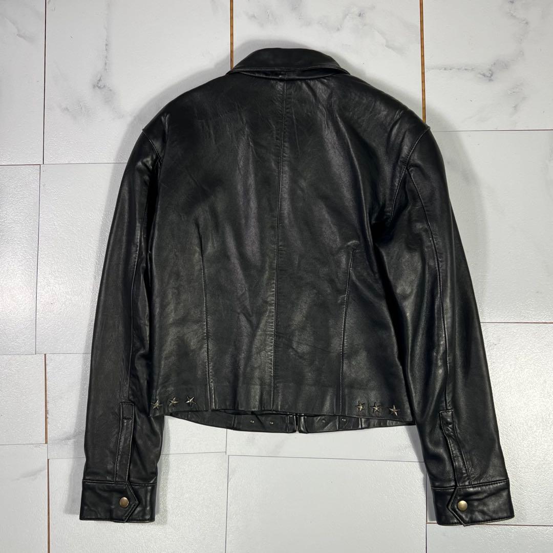 90s レザージャケット シングルライダース スタッズ 星 短丈 ショート丈