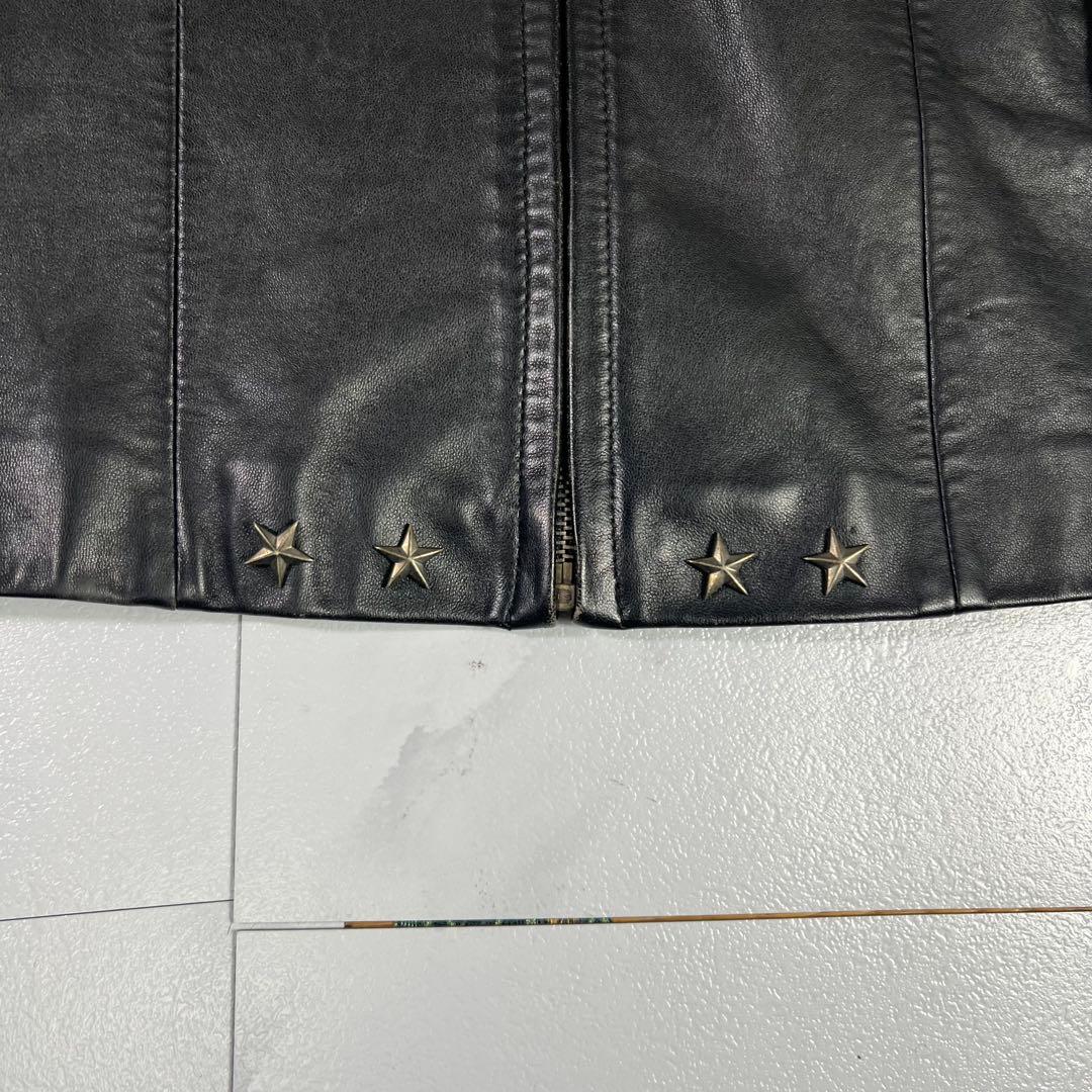 90s レザージャケット シングルライダース スタッズ 星 短丈 ショート丈
