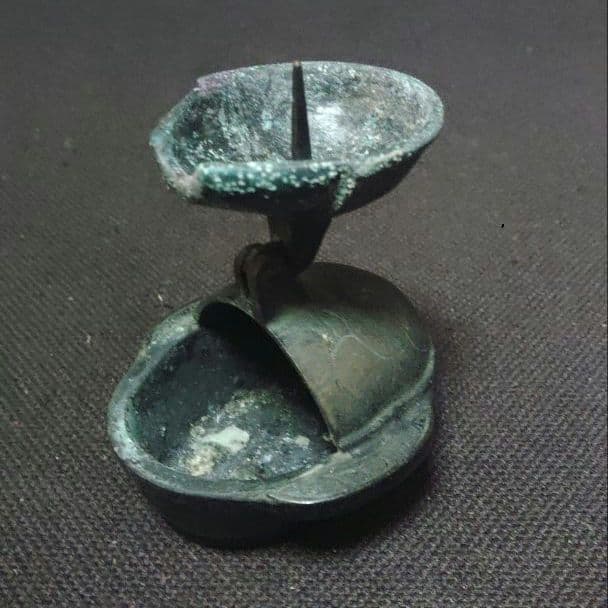 珍品　折り畳み燭台　古銅製　金工　携帯燭台　蝋燭立て　ロウソク立て　ア12