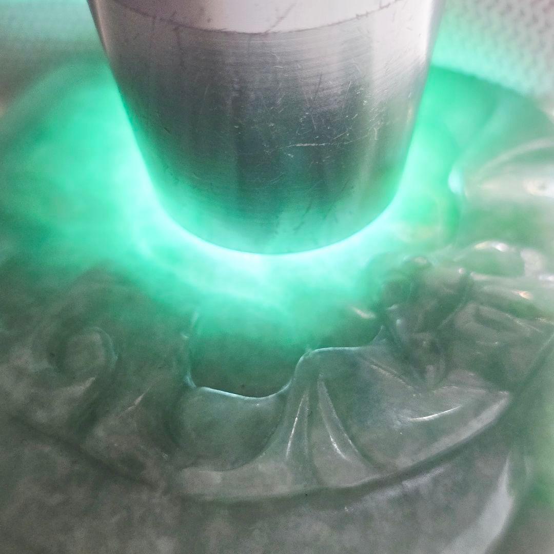 収集品 天然石 本物古翡翠 両面 手彫 福如意紋 鼻煙壺 薬瓶 超美品