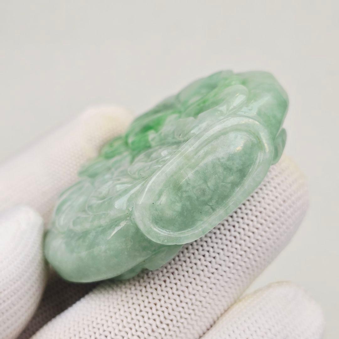 収集品 天然石 本物古翡翠 両面 手彫 福如意紋 鼻煙壺 薬瓶 超美品