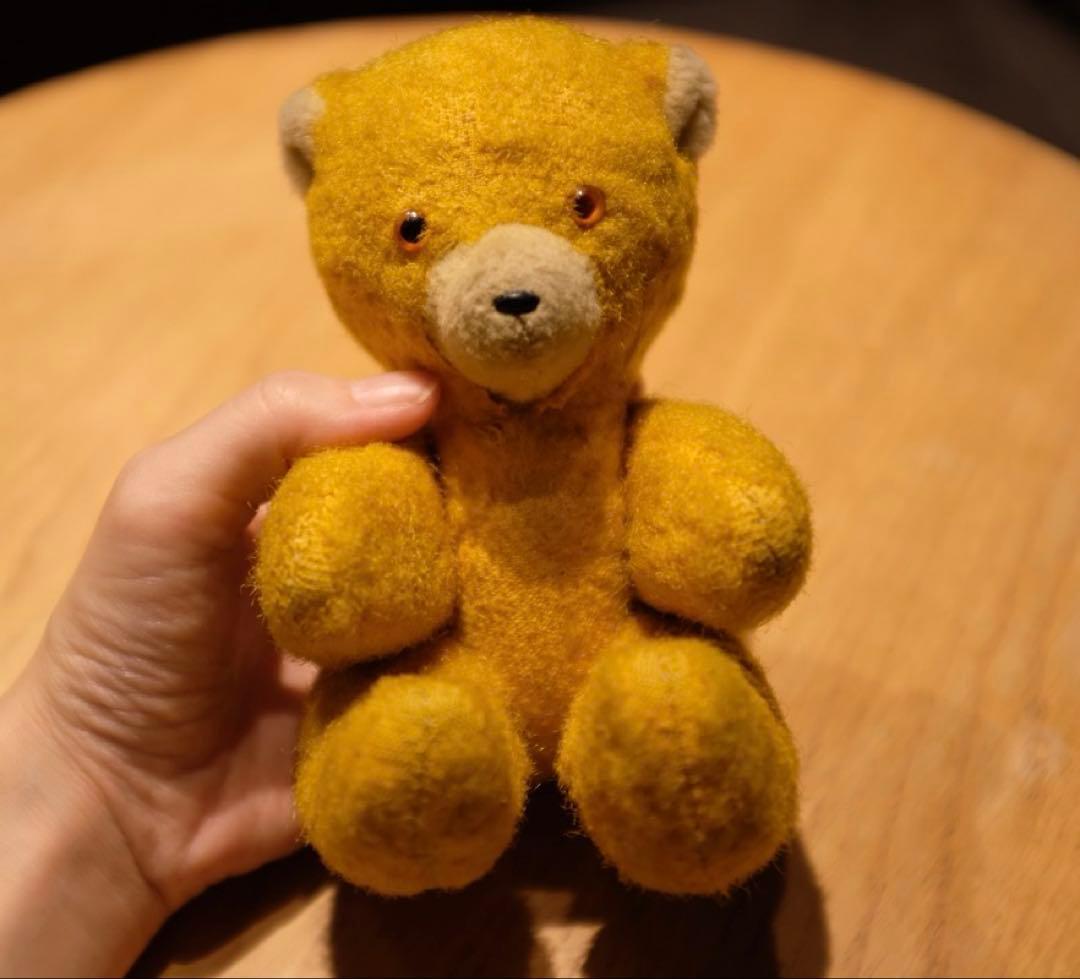 DDRベア　アンティークベア　アンティークテディベア　イエロー