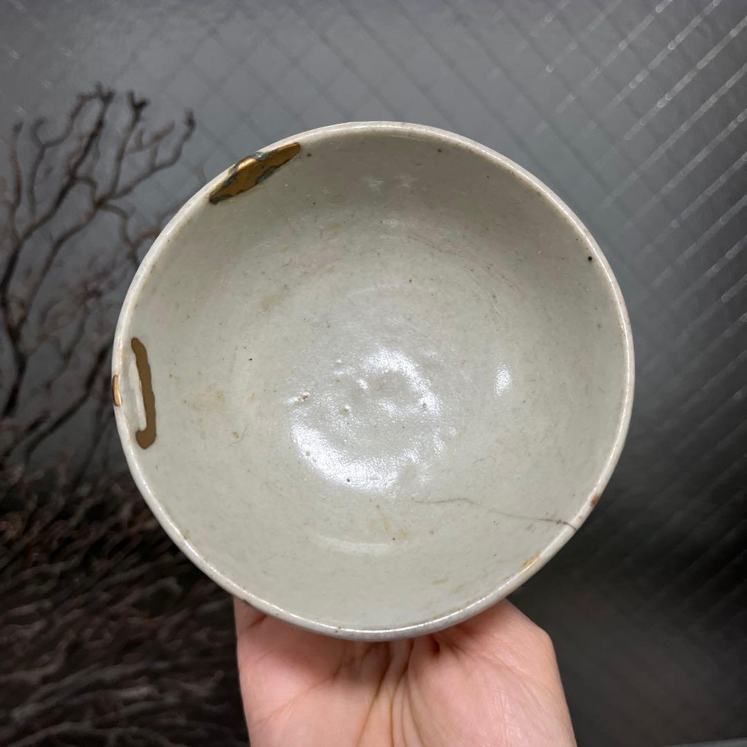 骨董　古伊万里　波佐見焼　染付　くらわんか　茶碗　１客　※金継ぎ直しあり