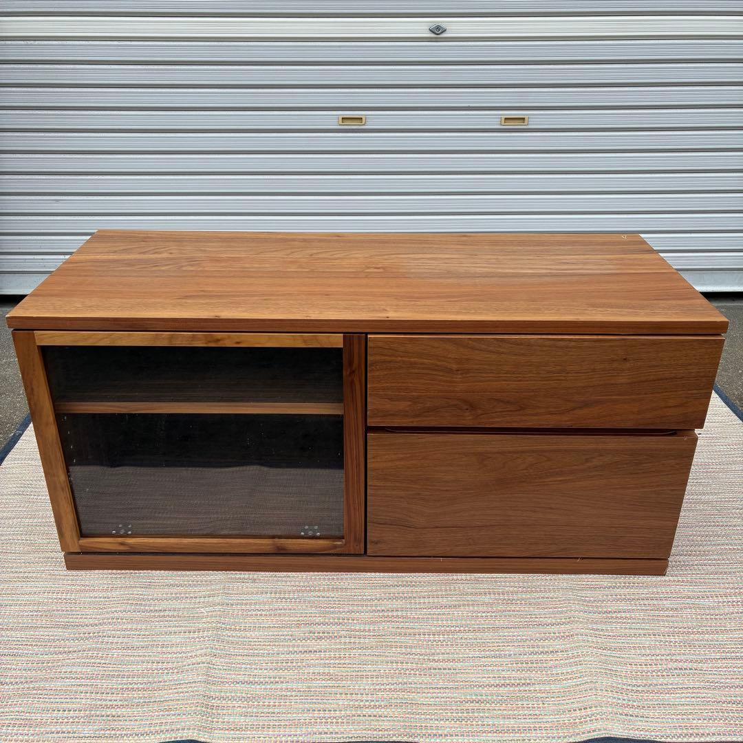 【送料込】無印良品　木製ＡＶラック　テレビ台　ウォールナット材　幅110cm