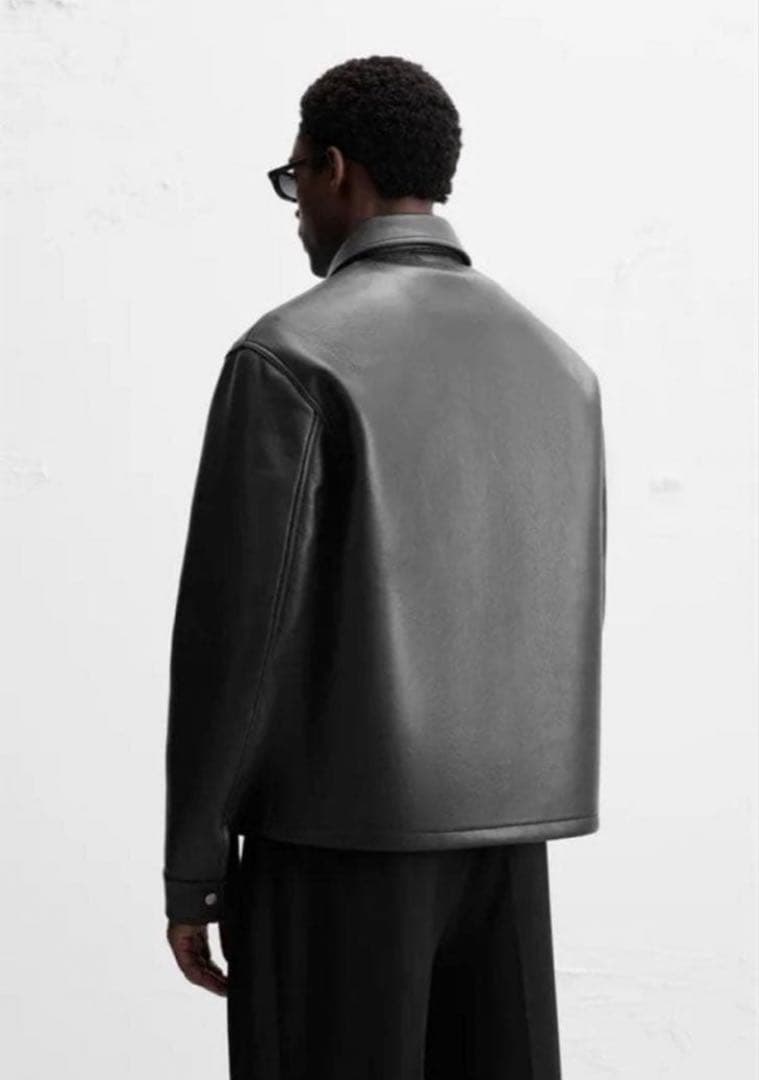 【未使用タグ付き】ZARA フェイクレザー ジャケット ウール裏地 L ブラック