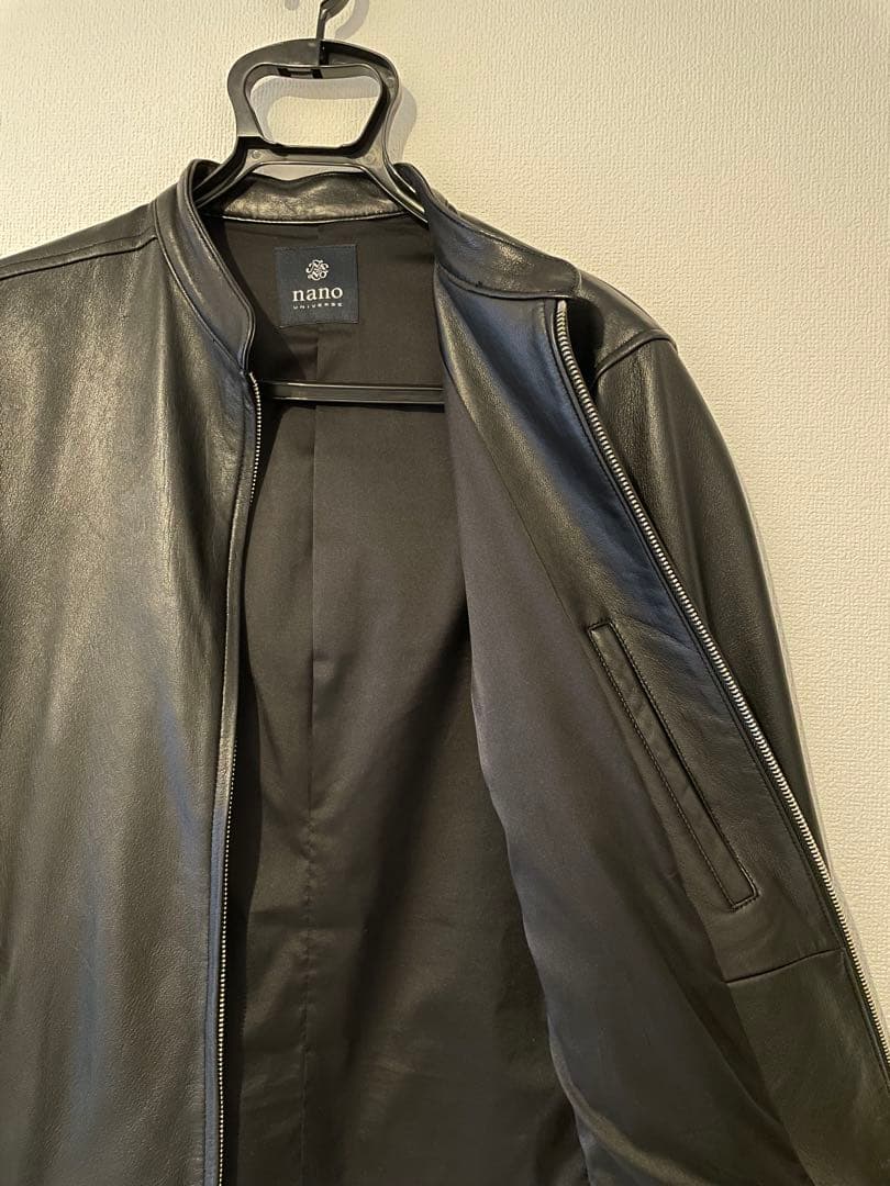 【美品】nano universe ブラック L レザー シングルライダース