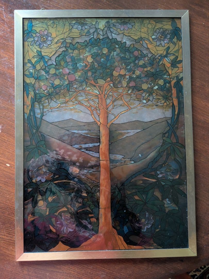 レア　スタンド付き　生命の木　ステンドグラス　ルイス・C・ティファニー