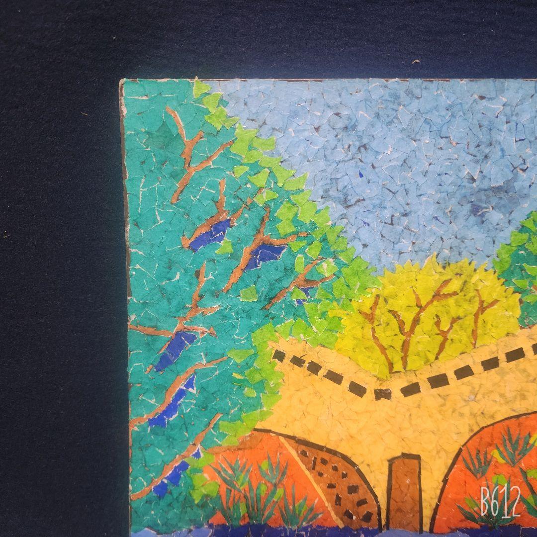 山下清 ちぎり絵 張絵 諫早城メガメ橋