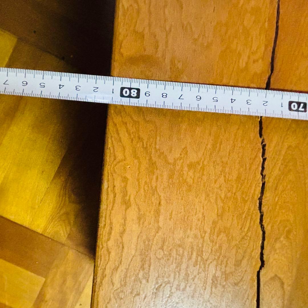 木製シンプル座卓 天板ひび割れあり