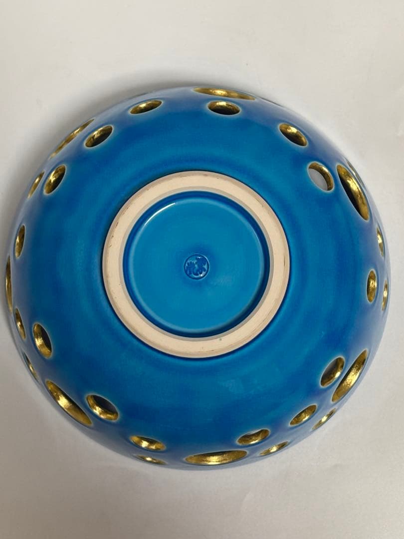 茶道具 中村翠嵐 浅黄交趾水玉透菓子器 菓子器 共箱