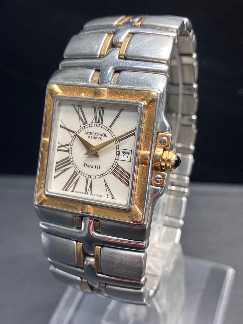 レイモンドウィル 9390 パルシファル デイト スクエア アイボリー文字盤