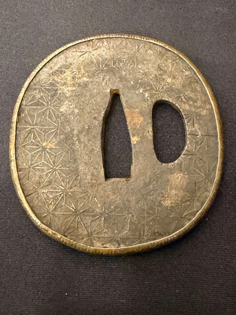 刀鍔 江戸時代 武具 網目模様 アンティーク