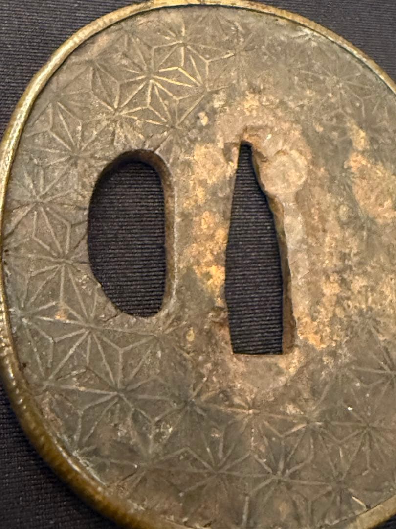 刀鍔 江戸時代 武具 網目模様 アンティーク