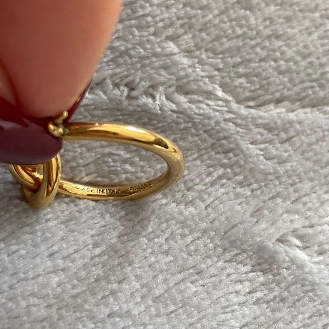 【美品】CELINE セリーヌ ノット スモールフープ ピアス ゴールド