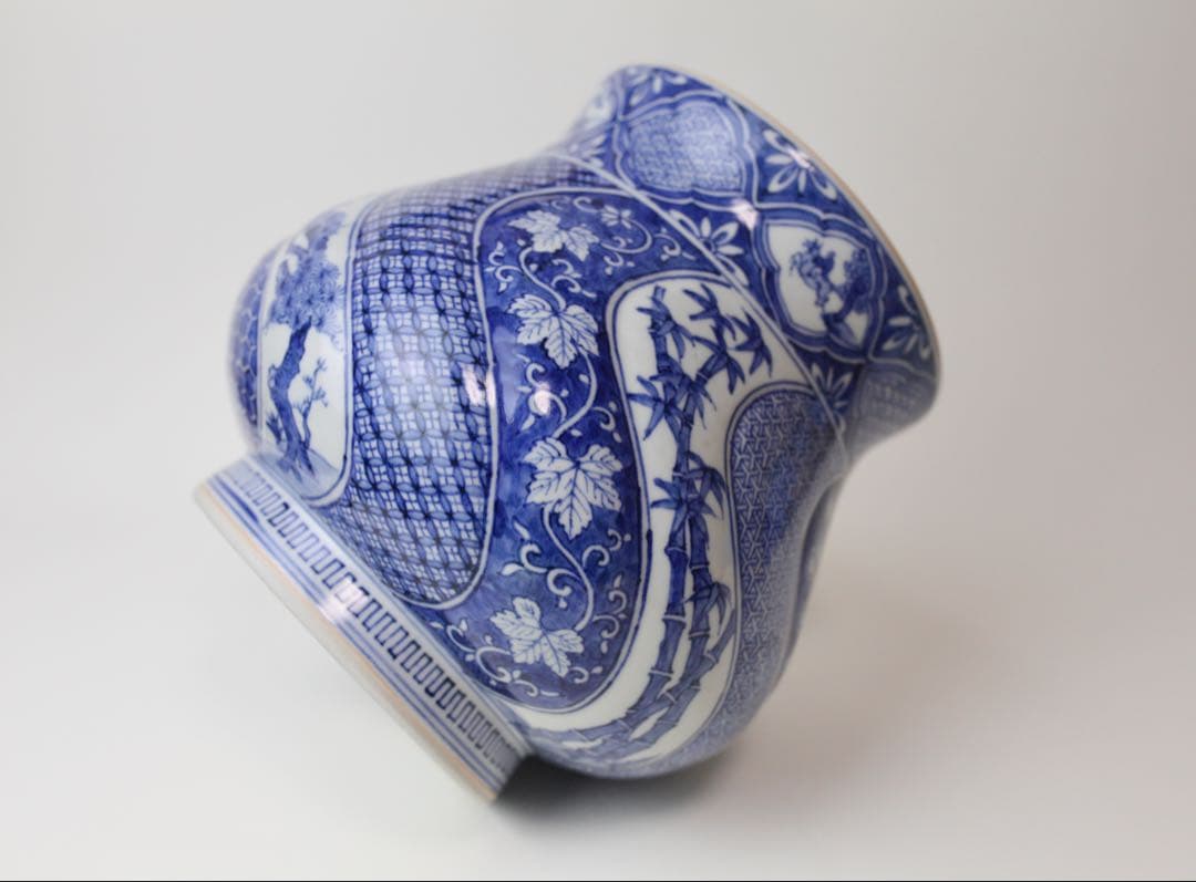 九谷焼　九谷寿楽　染付　祥瑞水指　茶道具　煎茶器　抹茶